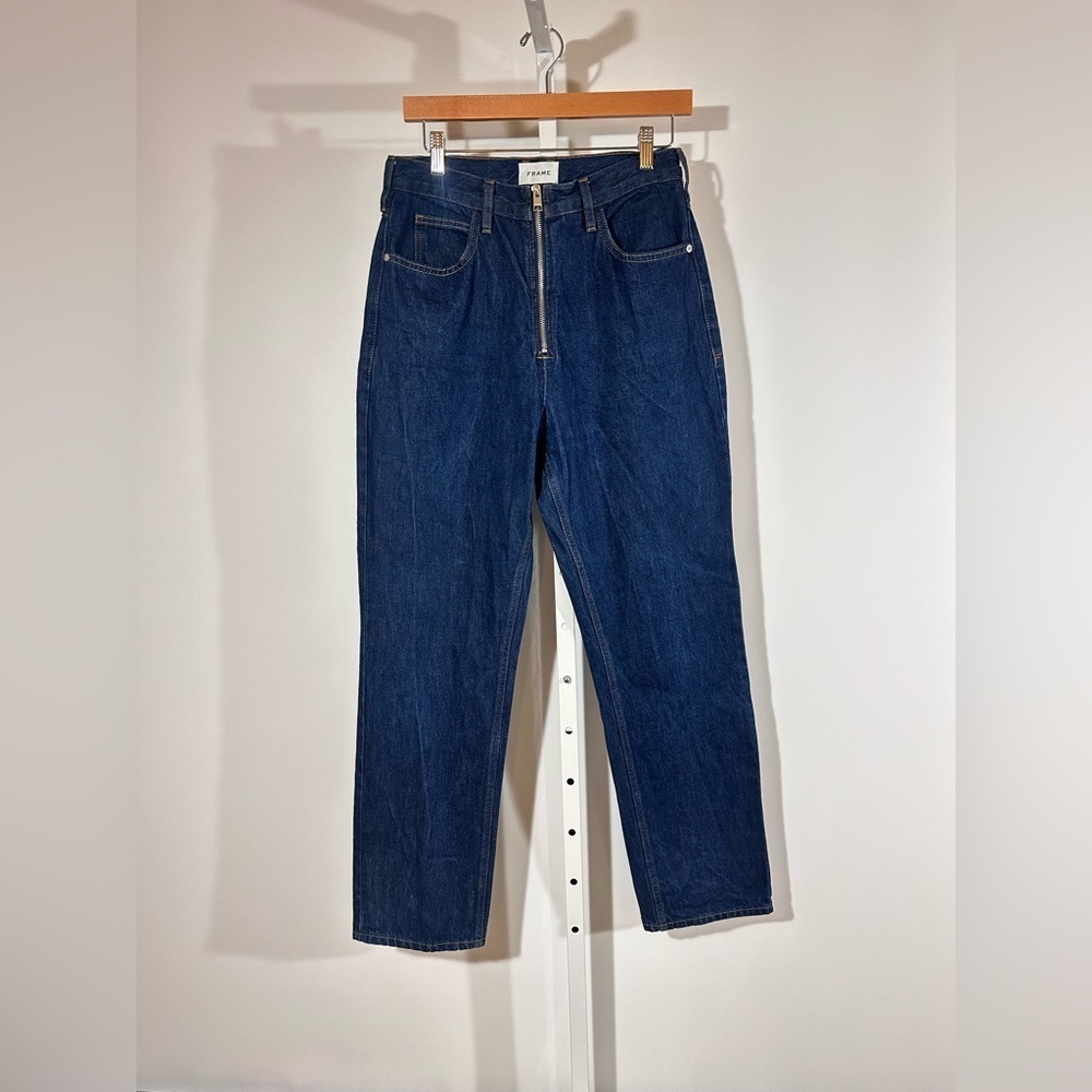 FRAME High-Rise Straight Leg Jeans – Dark Wash – Size 29
